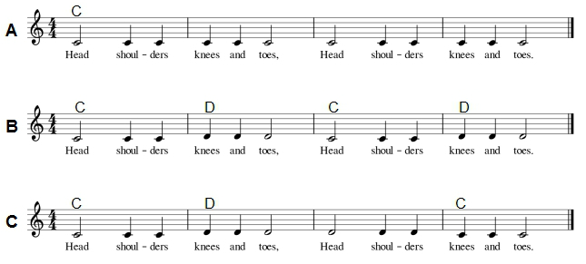 teach children to sing knees and toes